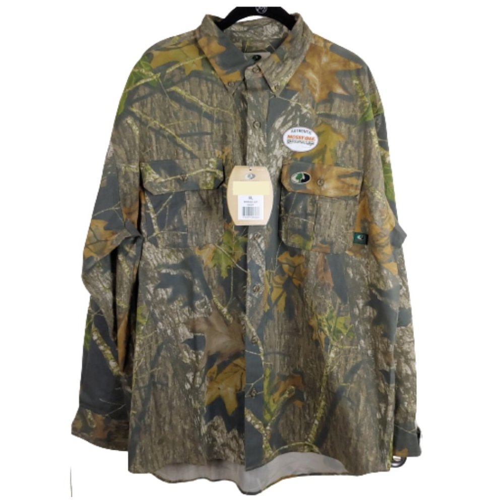 Mossy Oak Men's Camo Hunting Button Down Shirt Size XL Break-Up Camo NWT